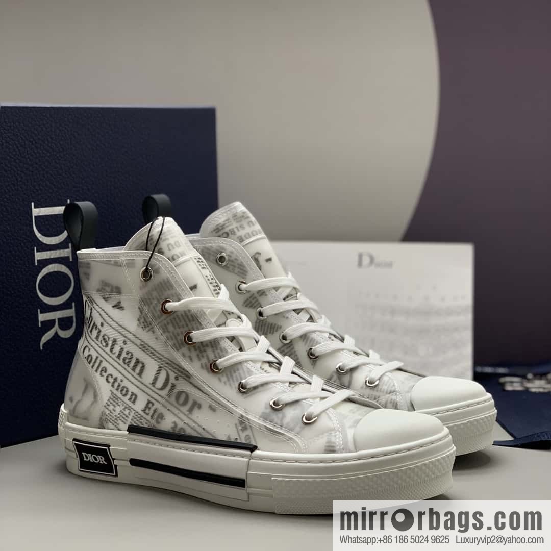 DIOR white transparent mesh B23 high-top shoes
