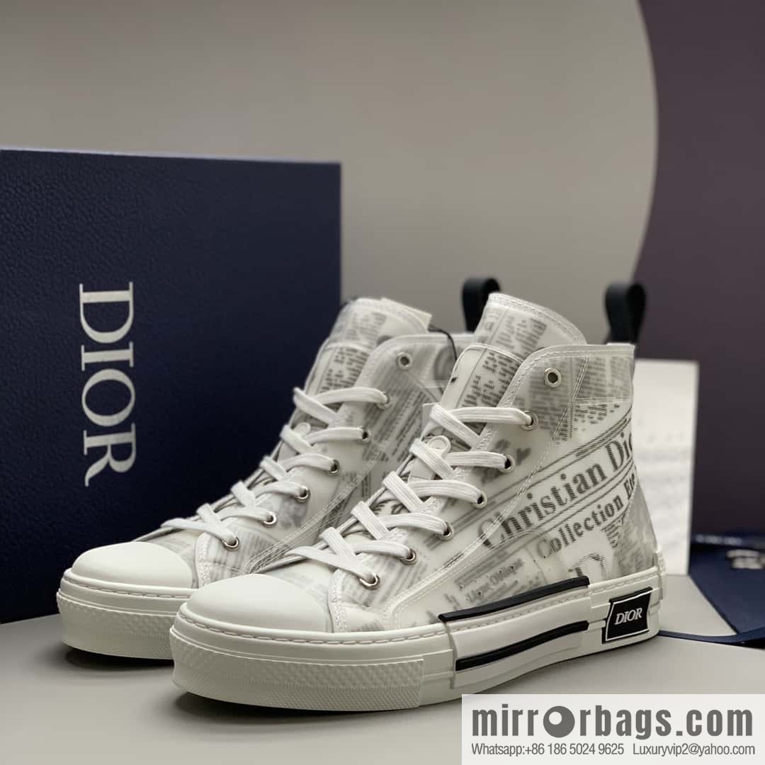 DIOR white transparent mesh B23 high-top shoes
