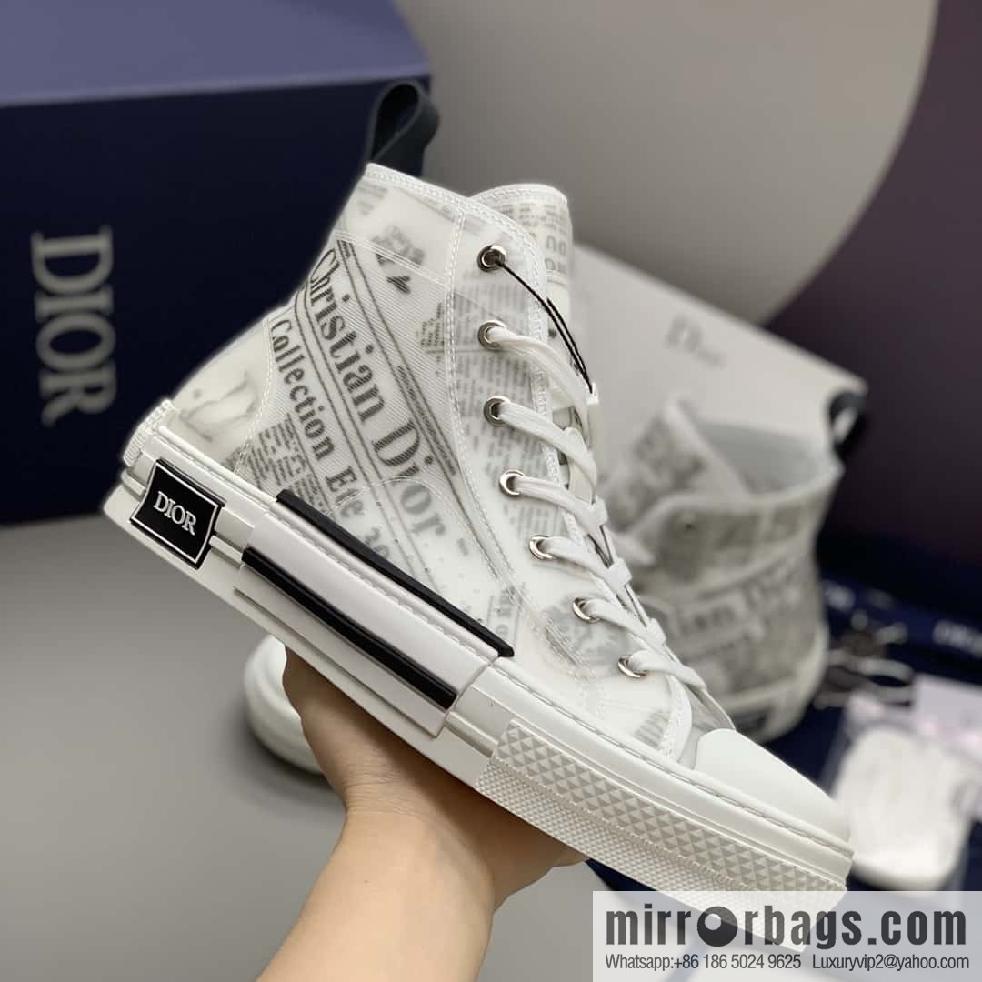 DIOR white transparent mesh B23 high-top shoes