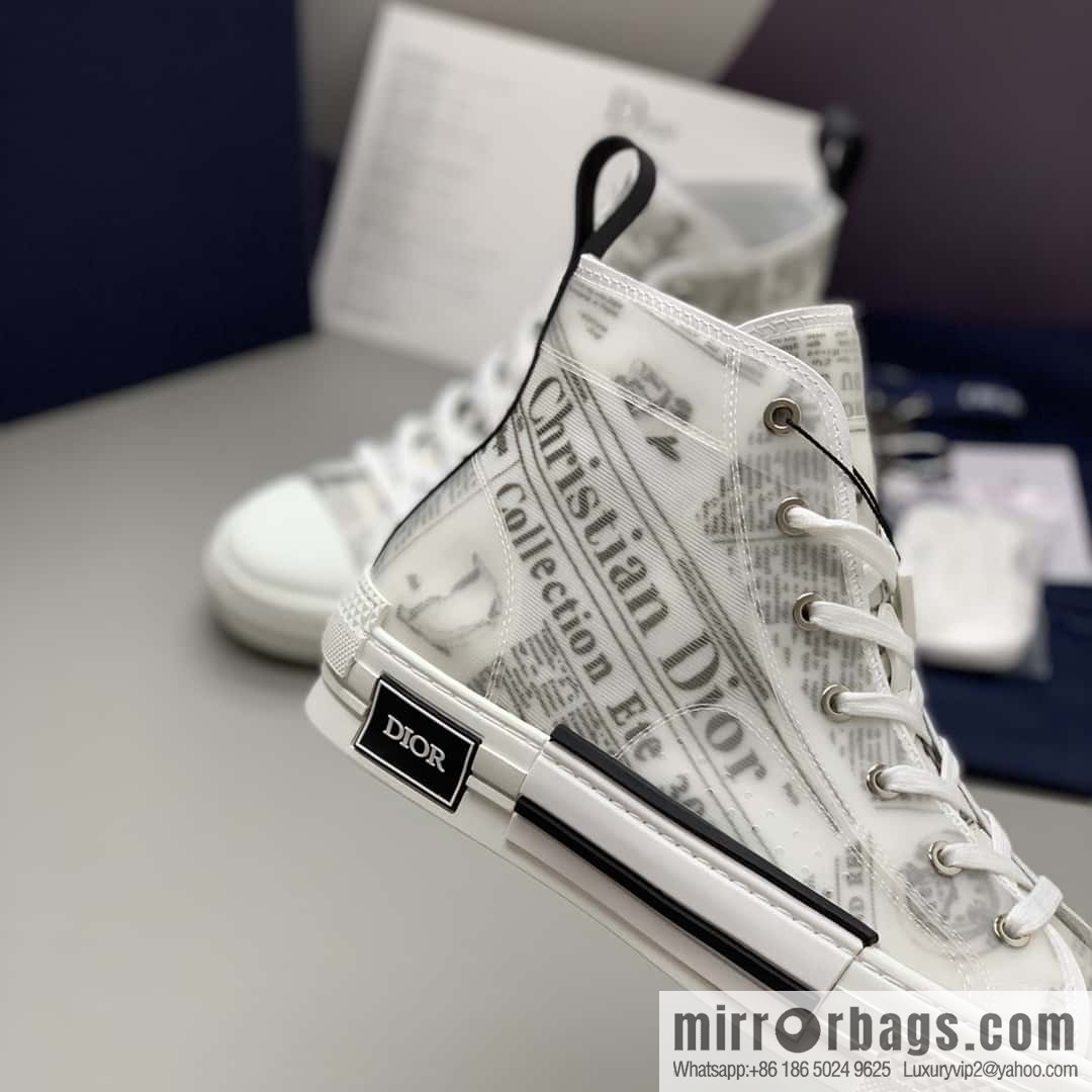 DIOR white transparent mesh B23 high-top shoes