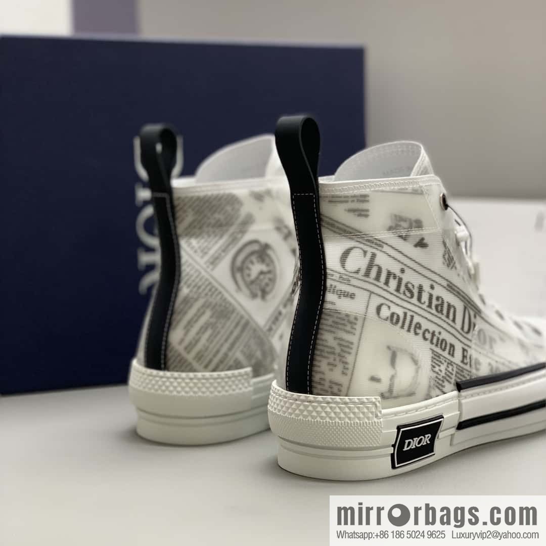 DIOR white transparent mesh B23 high-top shoes