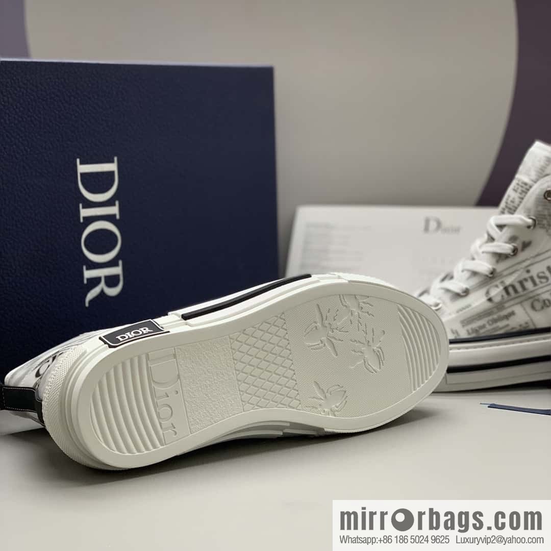 DIOR white transparent mesh B23 high-top shoes