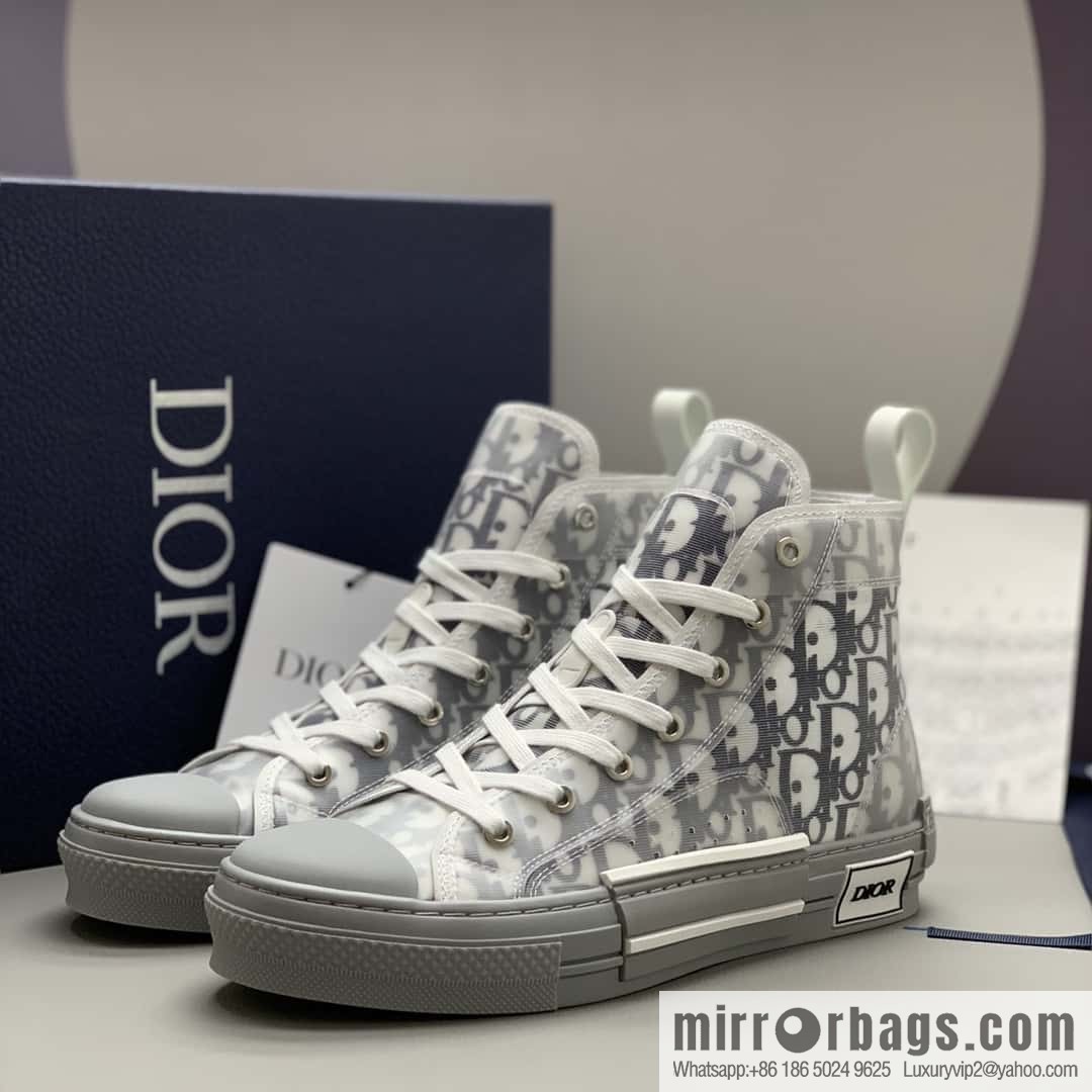 DIOR white transparent mesh B23 high-top shoes