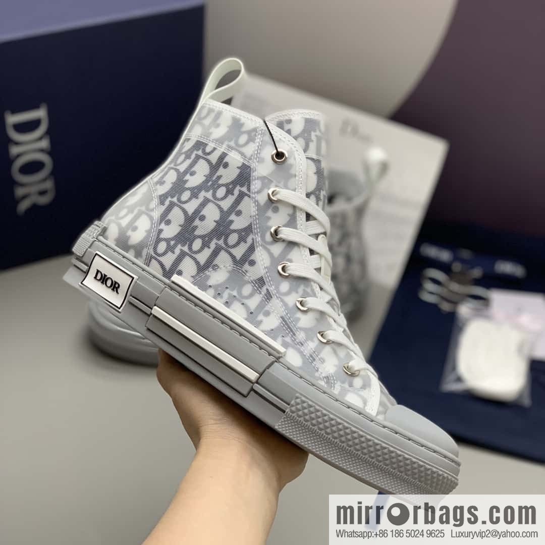 DIOR white transparent mesh B23 high-top shoes