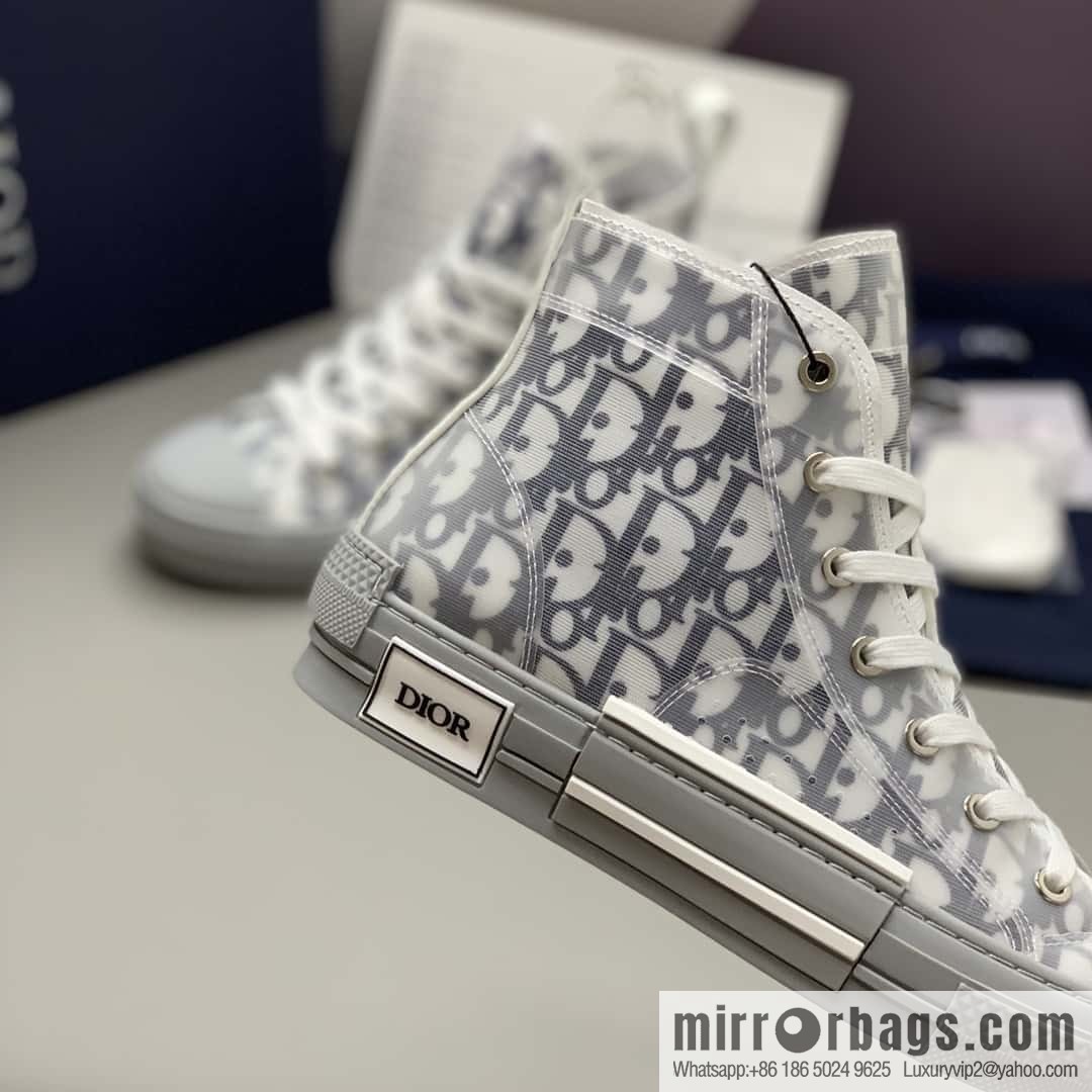 DIOR white transparent mesh B23 high-top shoes