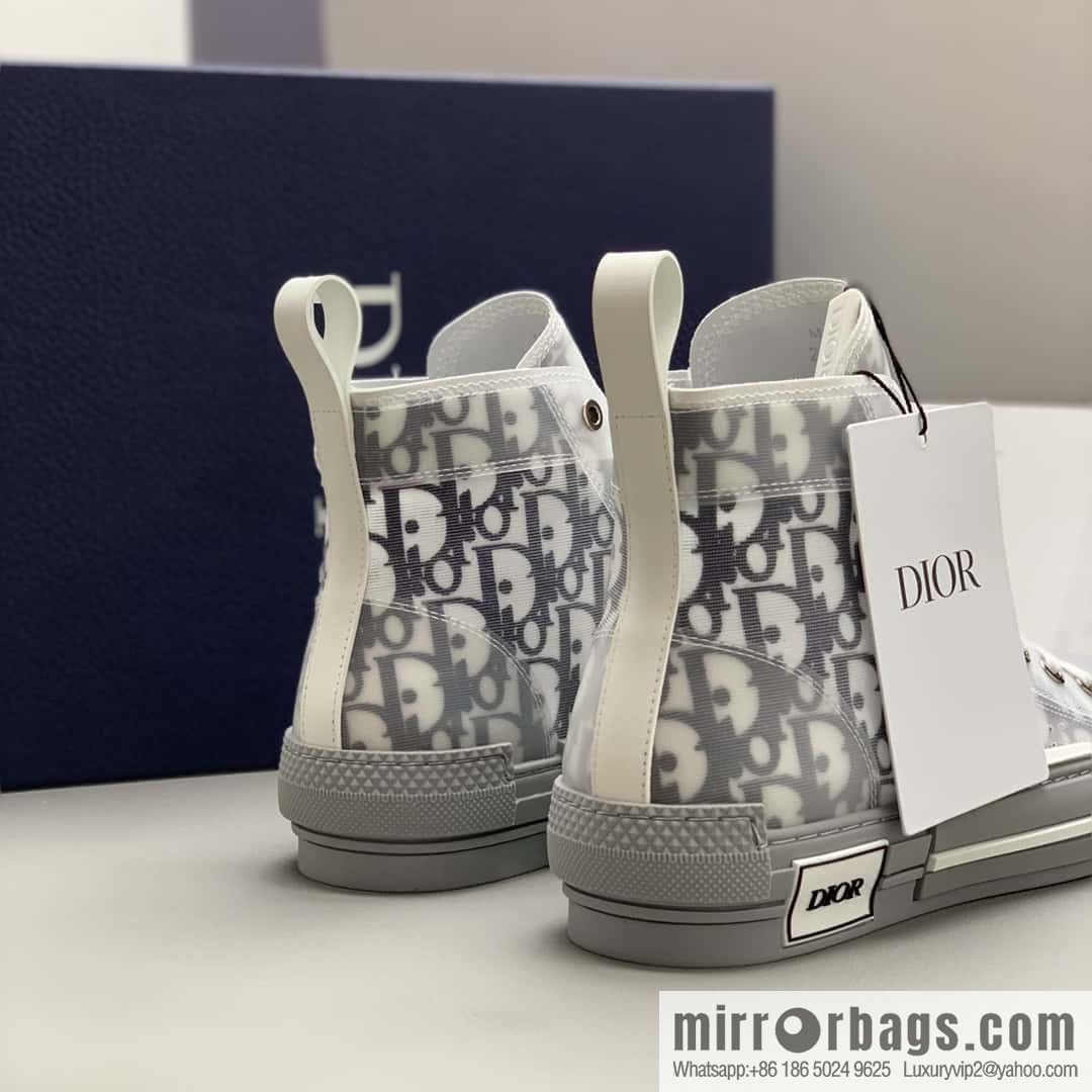 DIOR white transparent mesh B23 high-top shoes