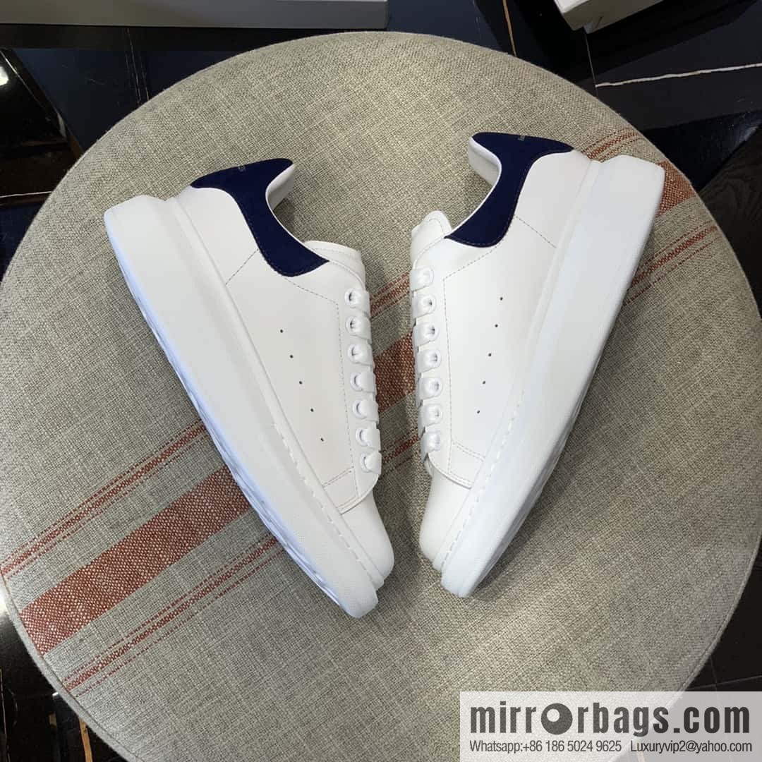 Alexander McQueen dark blue velvet tail sneakers