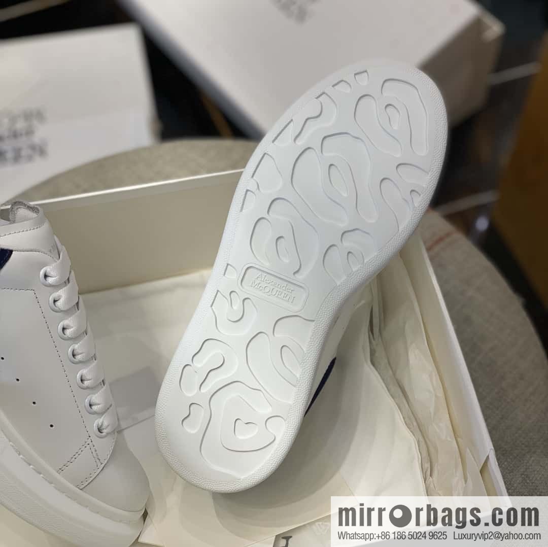 Alexander McQueen dark blue velvet tail sneakers