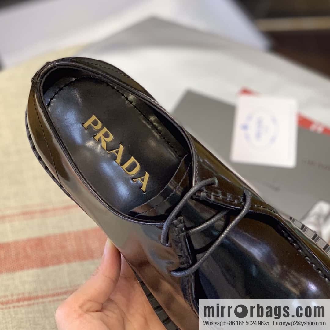 PRADA glossy lace-up shoes