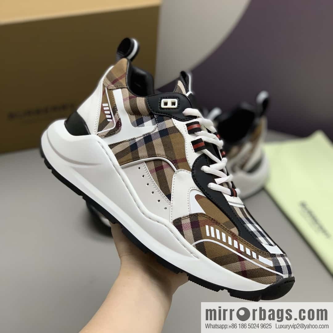 Burberry British style, men's low-top casual sneakers