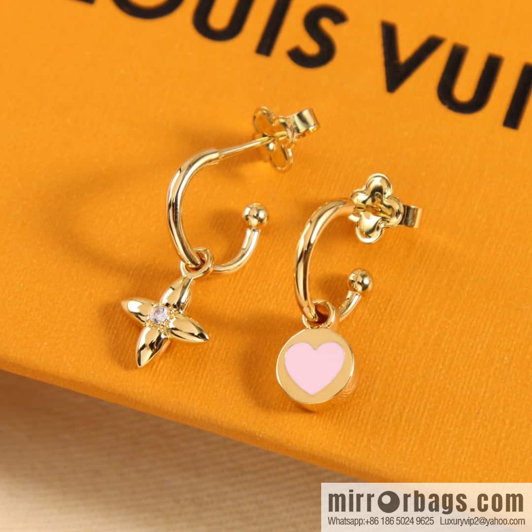 Louis Vuitton Louis Vuitton Qixi Festival limited LV pink peach heart love stud earrings