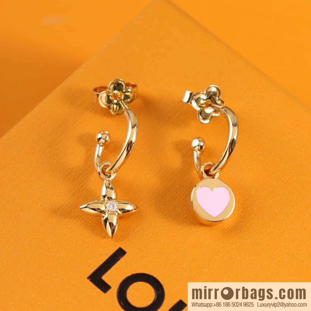 Louis Vuitton Louis Vuitton Qixi Festival limited LV pink peach heart love stud earrings