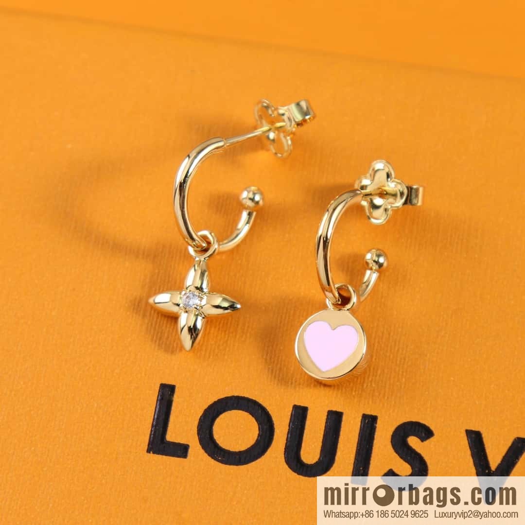 Louis Vuitton Louis Vuitton Qixi Festival limited LV pink peach heart love stud earrings