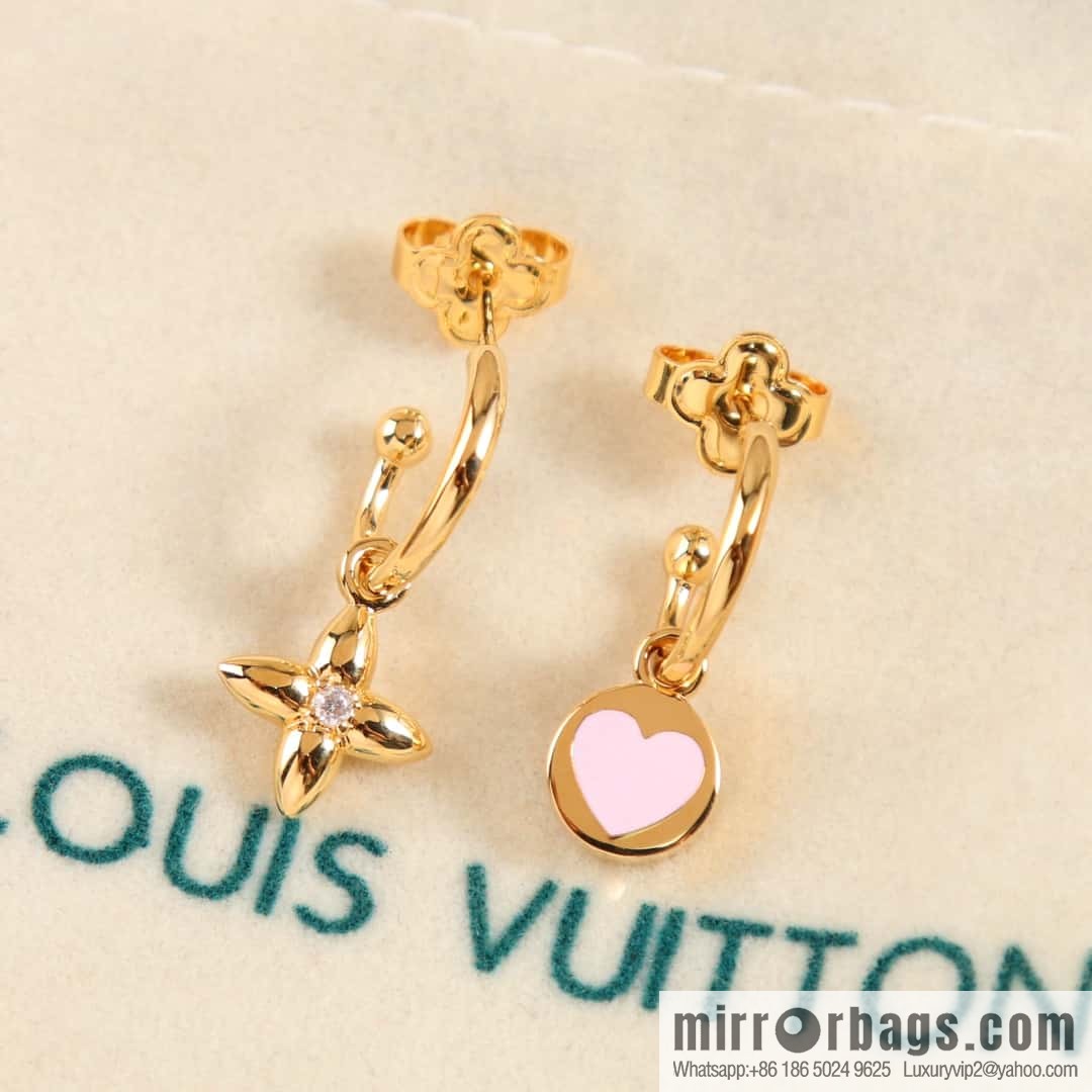 Louis Vuitton Louis Vuitton Qixi Festival limited LV pink peach heart love stud earrings