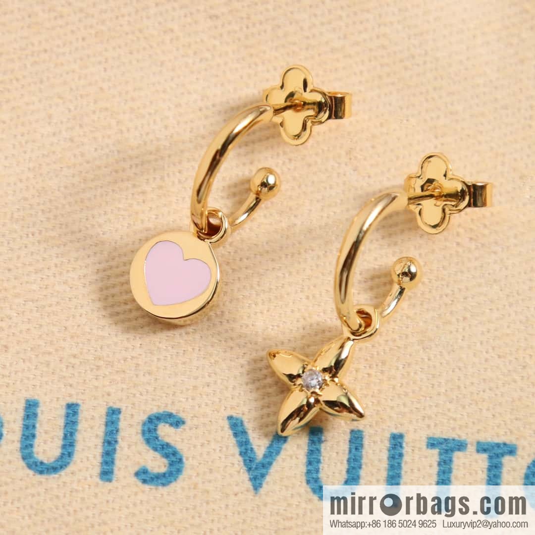 Louis Vuitton Louis Vuitton Qixi Festival limited LV pink peach heart love stud earrings