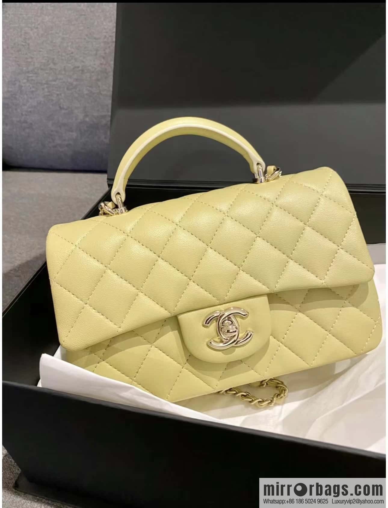 CHANEL classic cf mini handle 20CM AS2431 avocado green