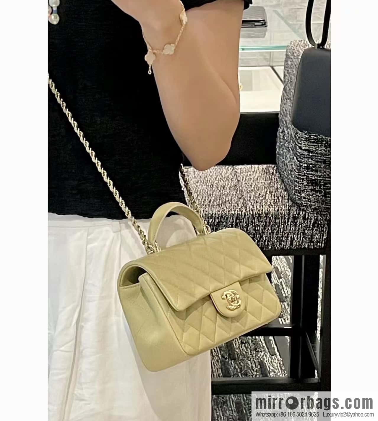 CHANEL classic cf mini handle 20CM AS2431 avocado green