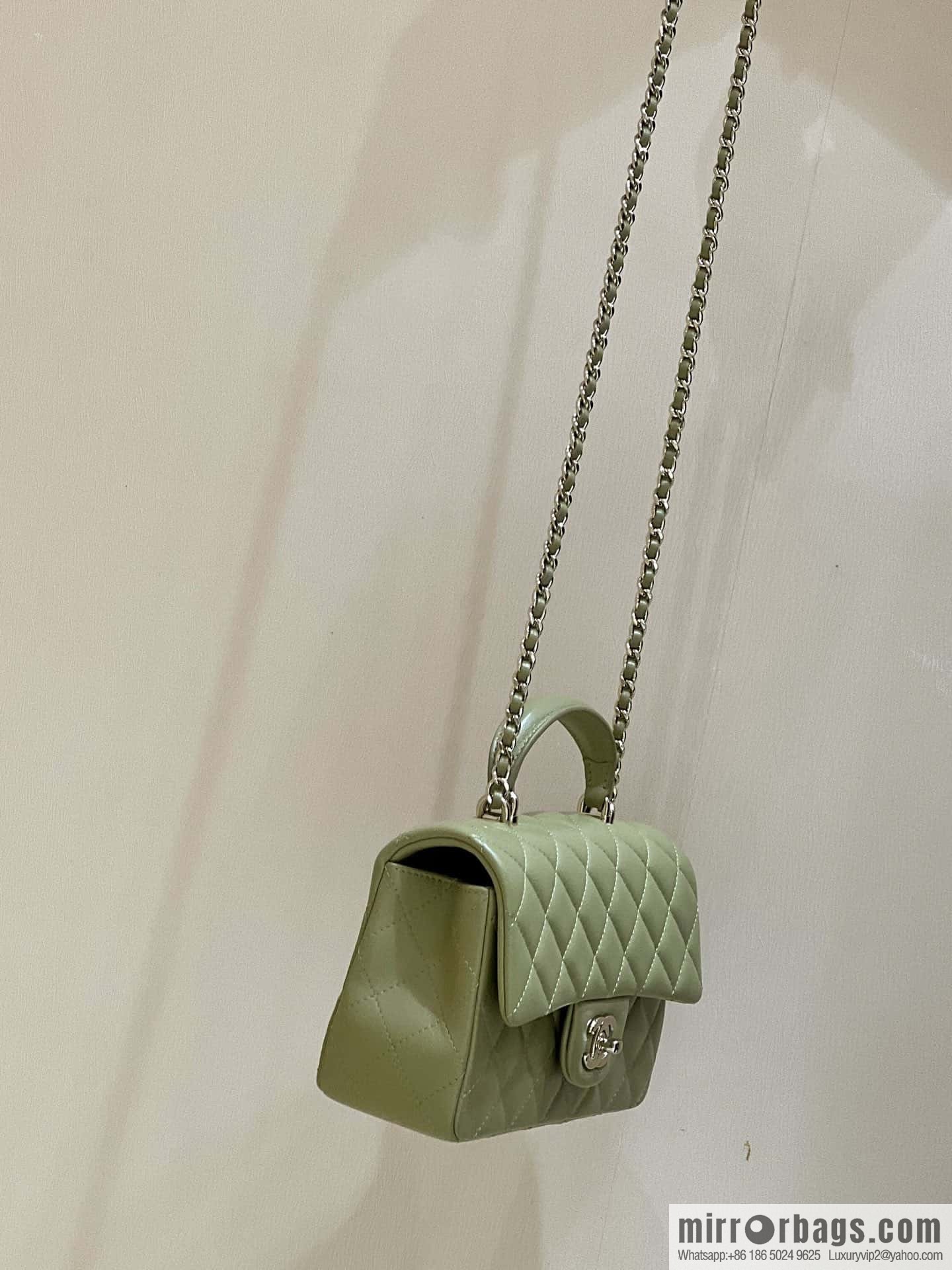 CHANEL classic cf mini handle 20CM AS2431 avocado green