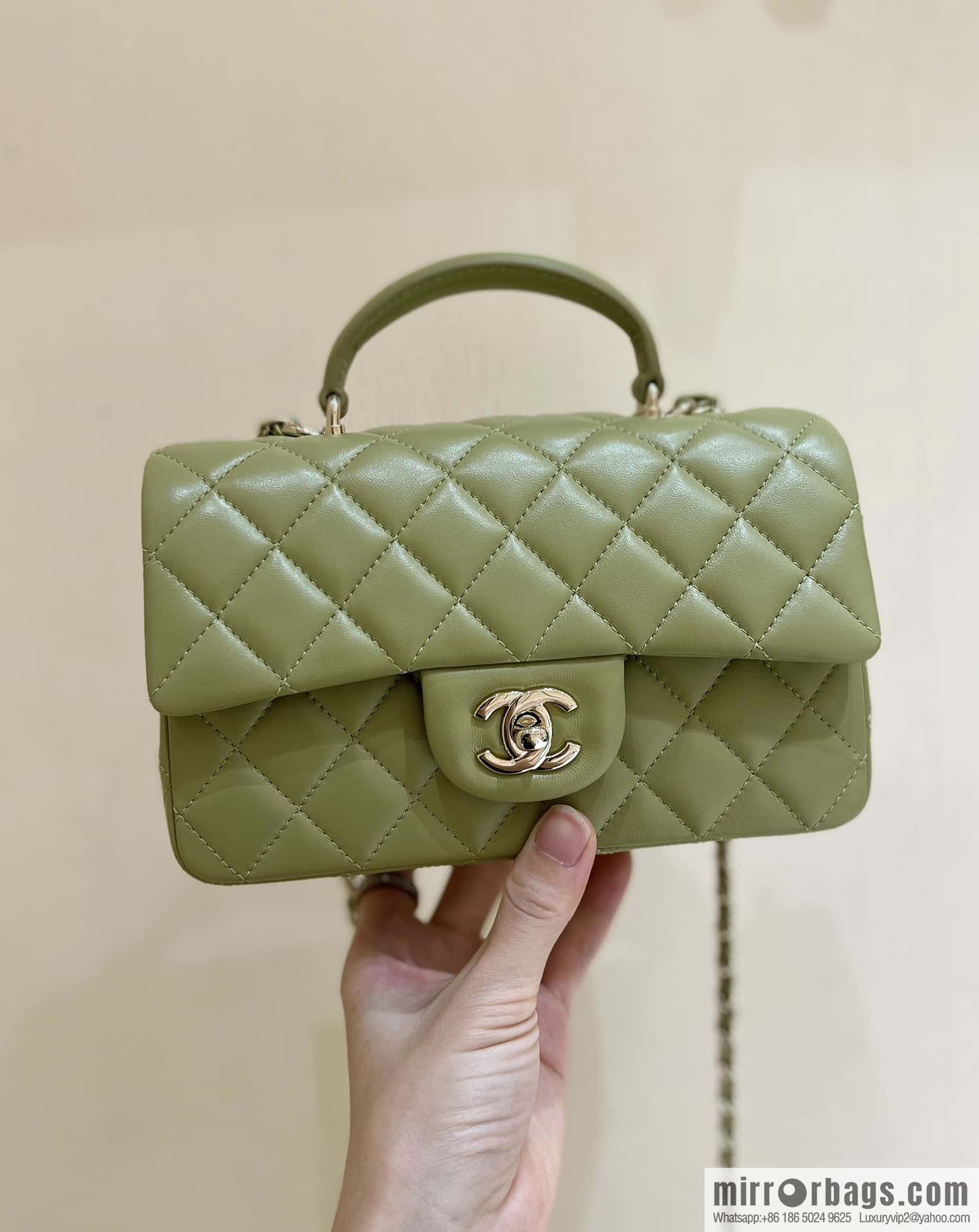 CHANEL classic cf mini handle 20CM AS2431 avocado green