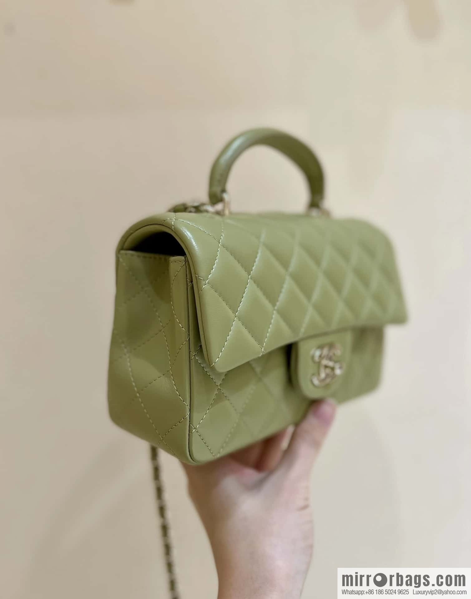 CHANEL classic cf mini handle 20CM AS2431 avocado green