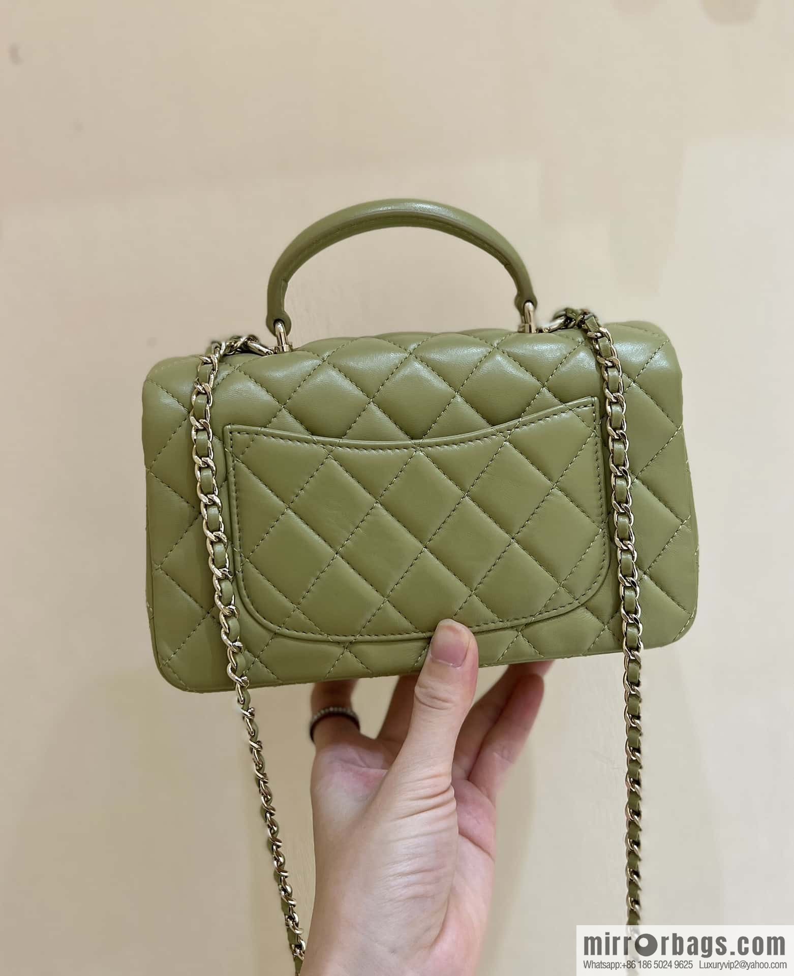 CHANEL classic cf mini handle 20CM AS2431 avocado green