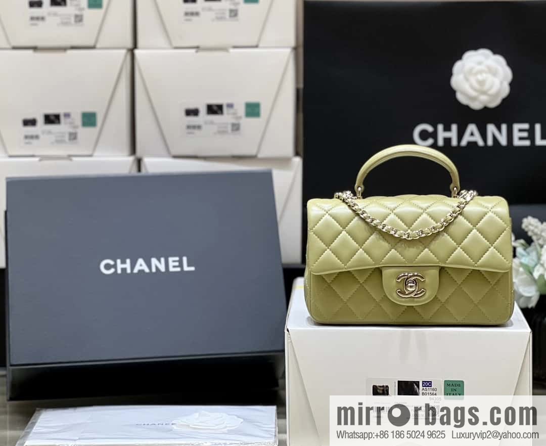 CHANEL classic cf mini handle 20CM AS2431 avocado green