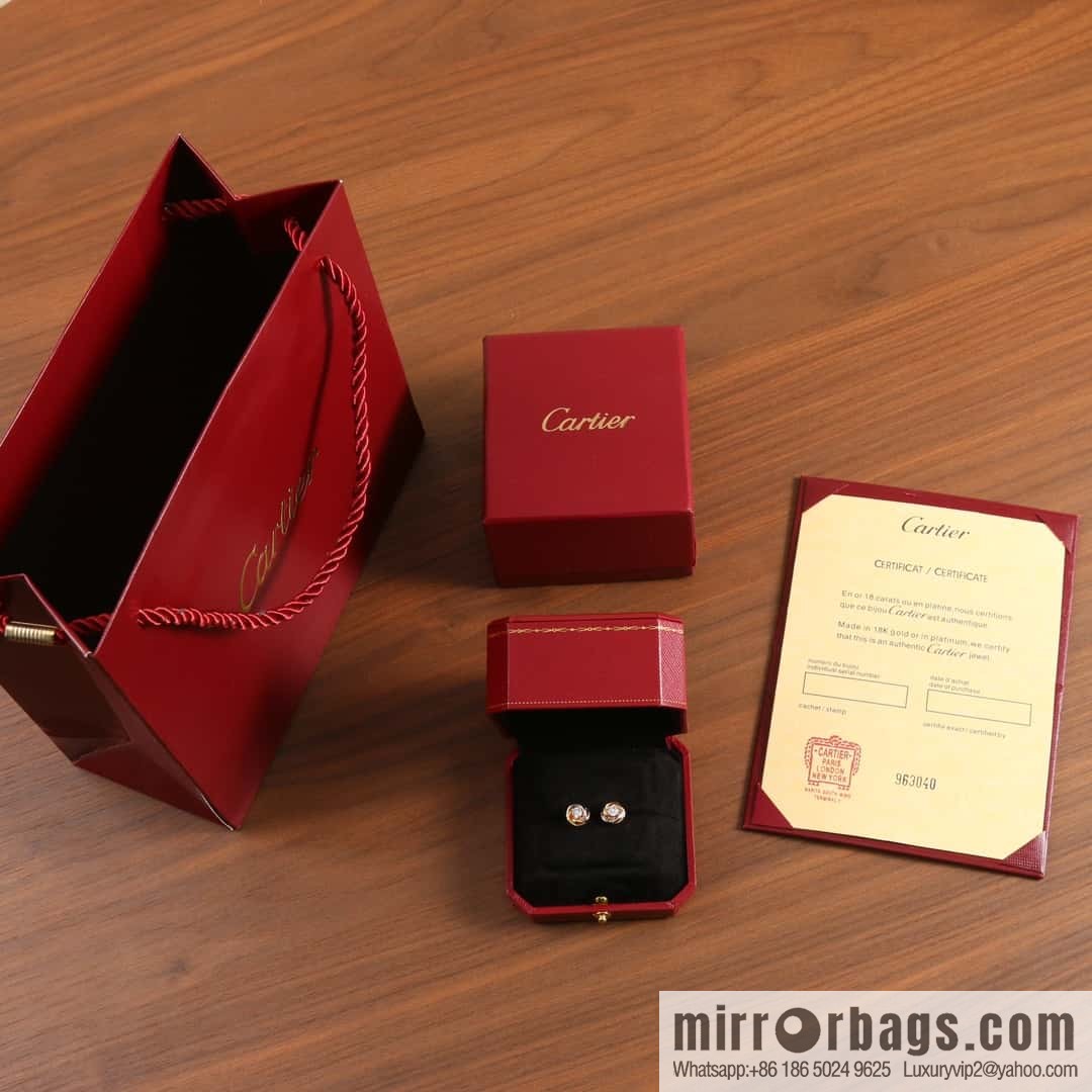 Cartier three-color single-diamond stud earrings