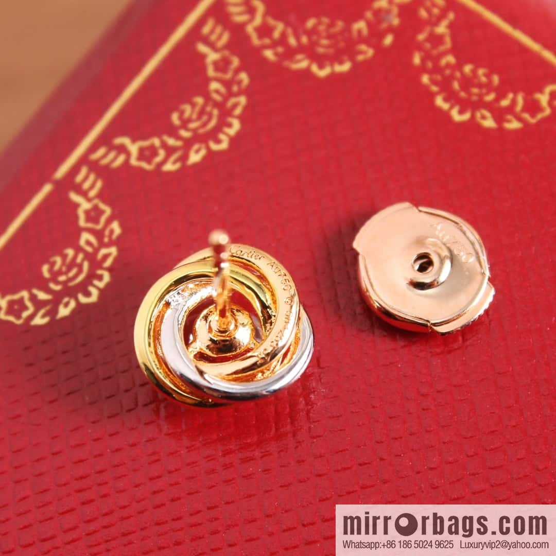Cartier three-color single-diamond stud earrings