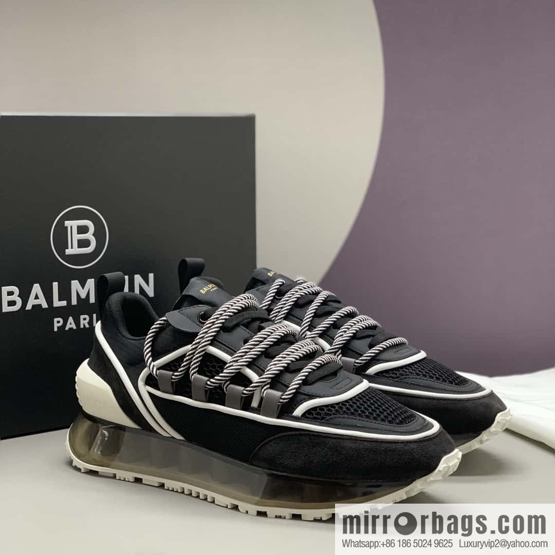 Balmaini, calfskin, polyester waterproof fabric, suede, men's casual sneakers
