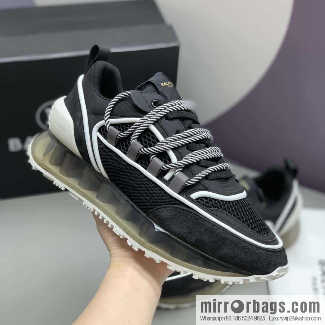 Balmaini, calfskin, polyester waterproof fabric, suede, men's casual sneakers