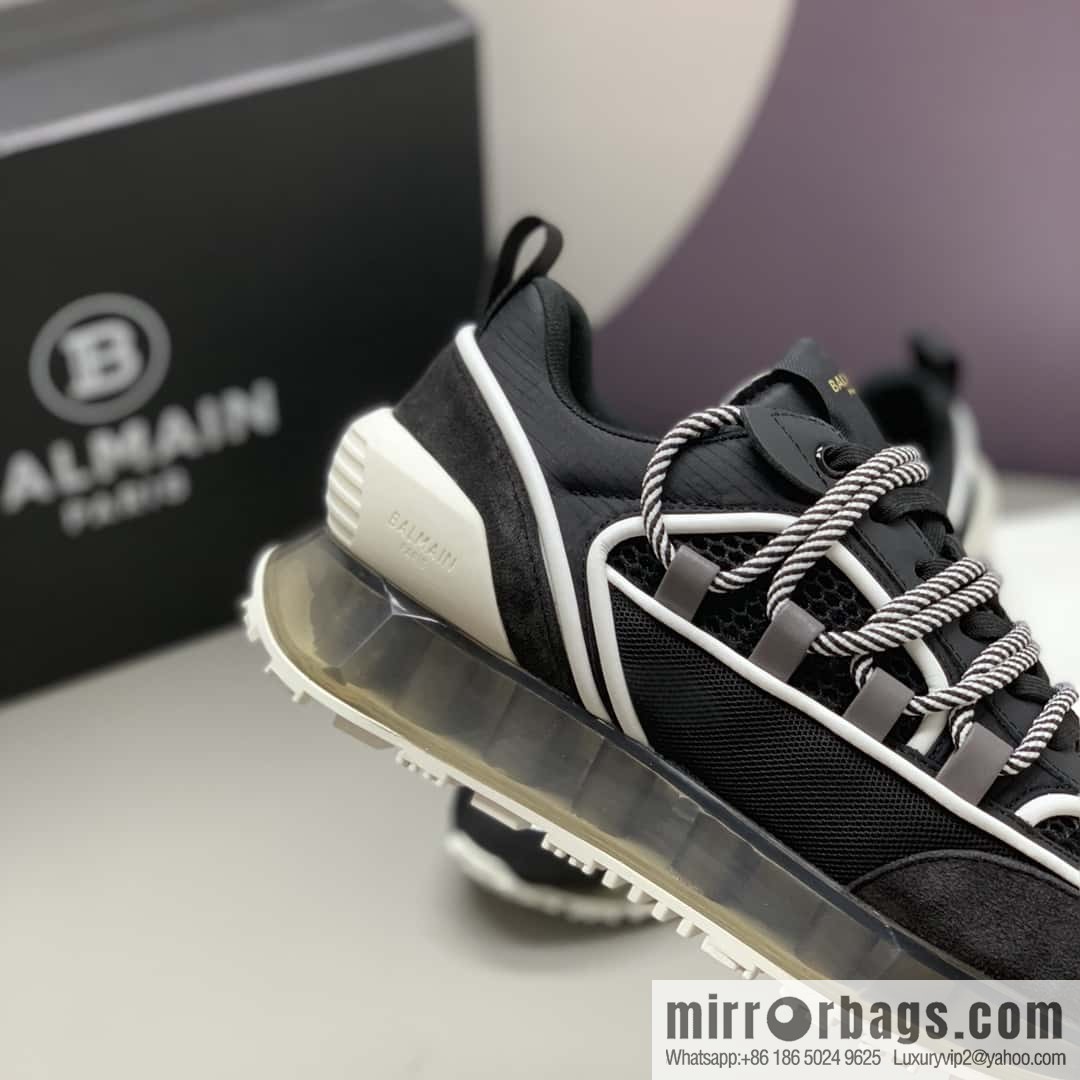 Balmaini, calfskin, polyester waterproof fabric, suede, men's casual sneakers