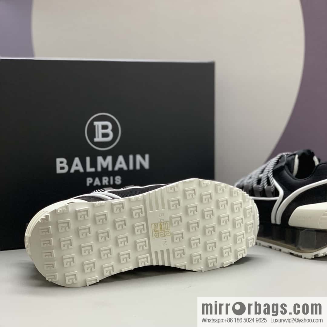 Balmaini, calfskin, polyester waterproof fabric, suede, men's casual sneakers