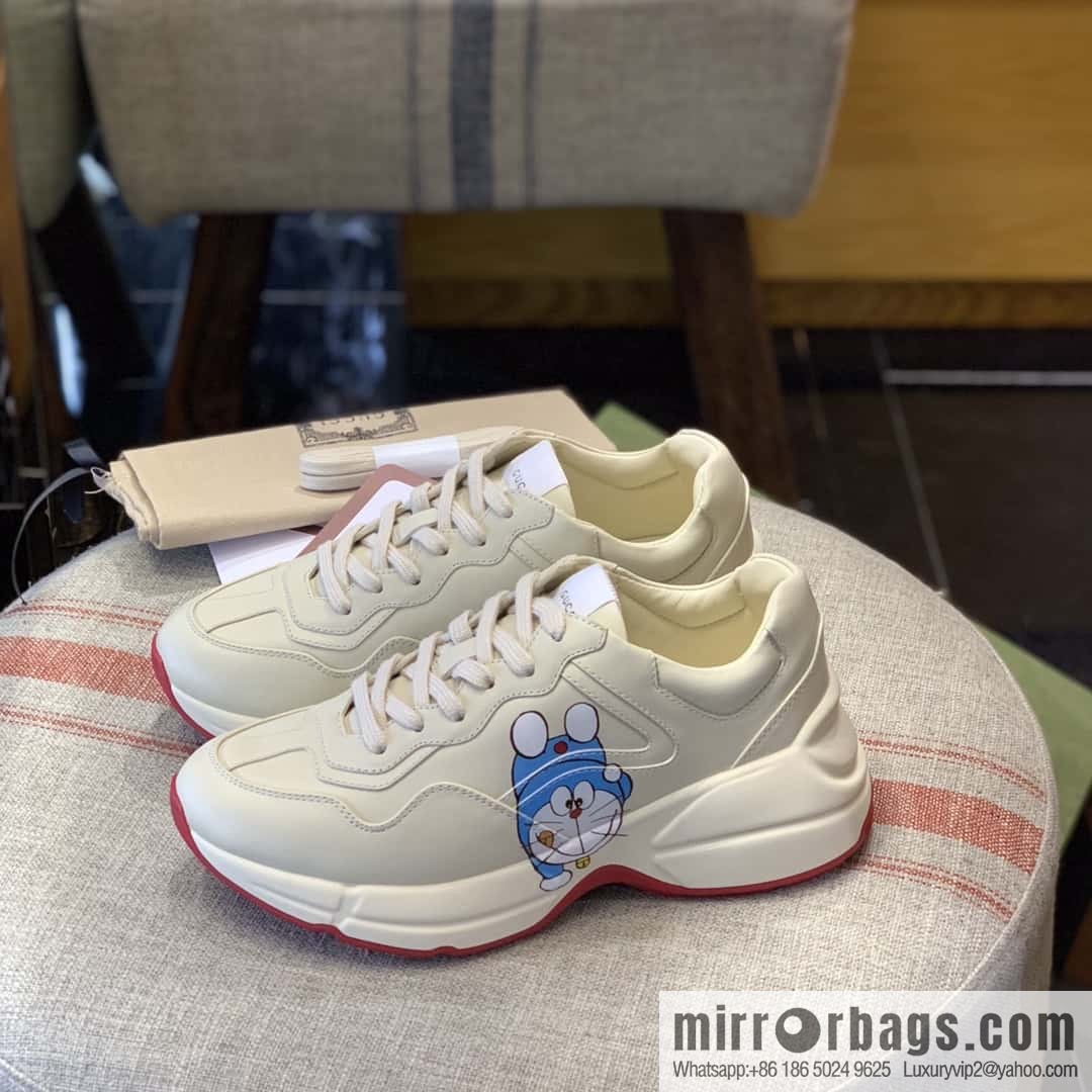 GUCCI robot cat animation image, Doraemon sticker Unisex Vintage sneakers