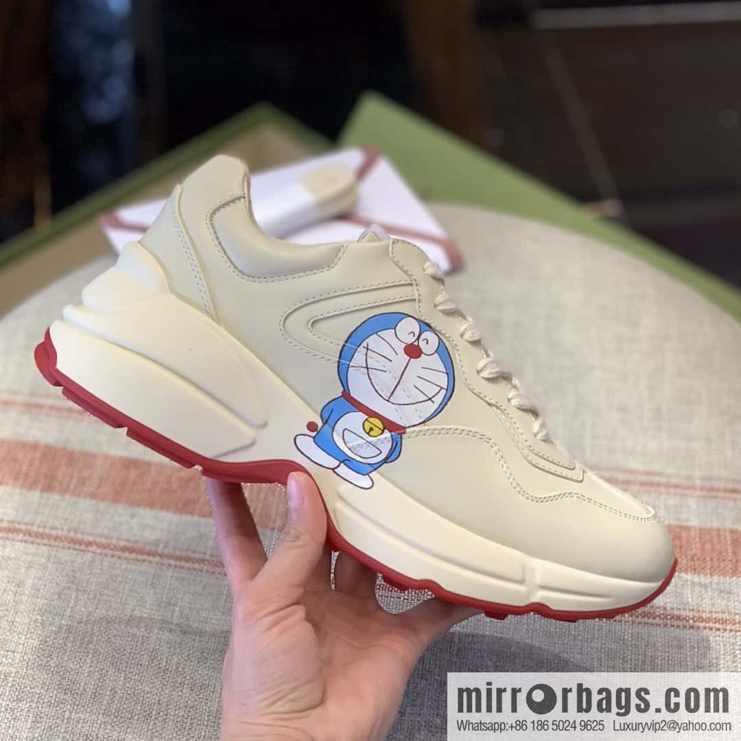 GUCCI robot cat animation image, Doraemon sticker Unisex Vintage sneakers