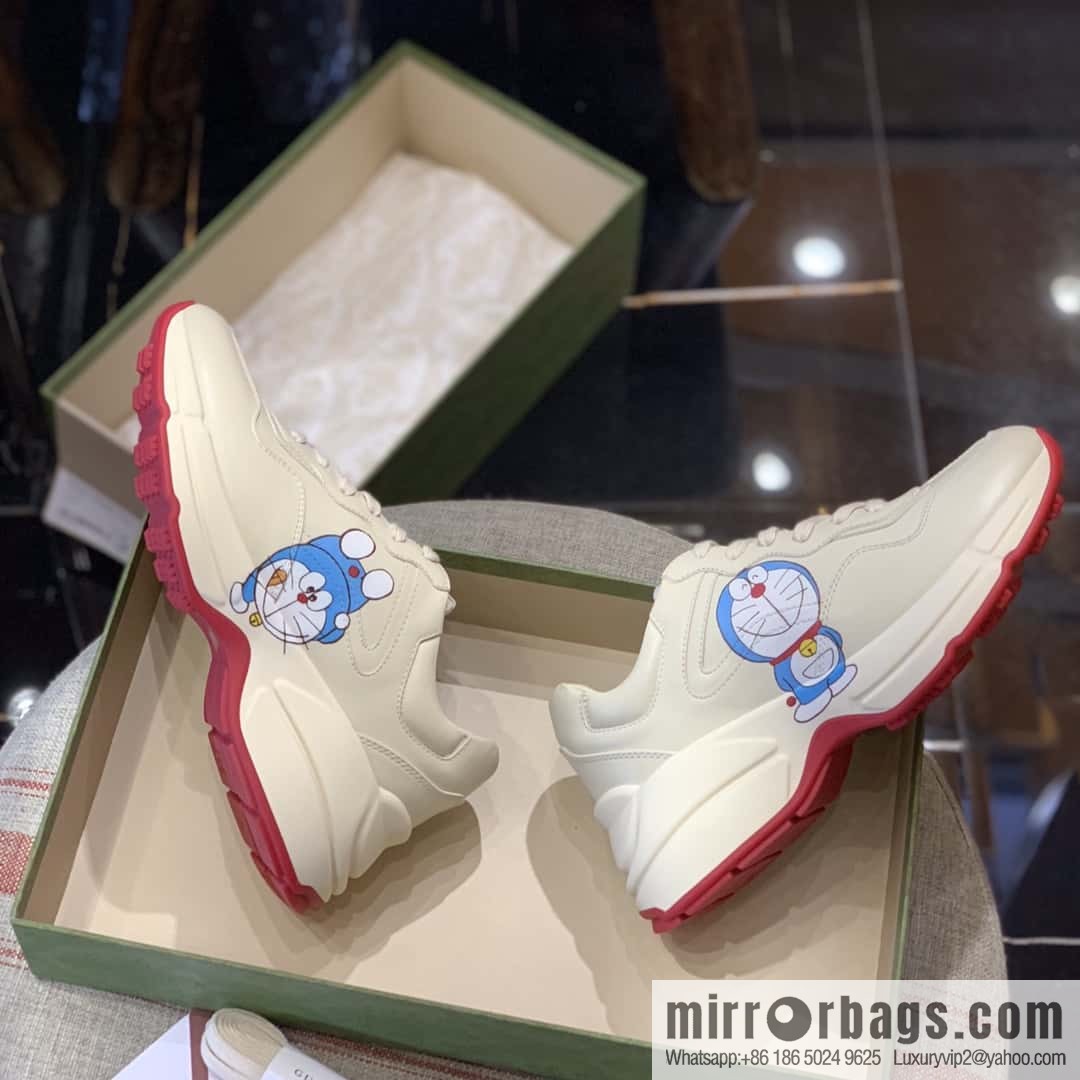 GUCCI robot cat animation image, Doraemon sticker Unisex Vintage sneakers