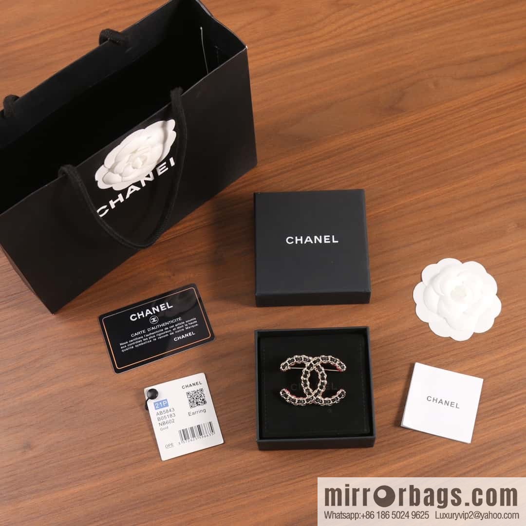 New ☑️ Chanel Double C Black Leather Rope Red Rope Brooch
