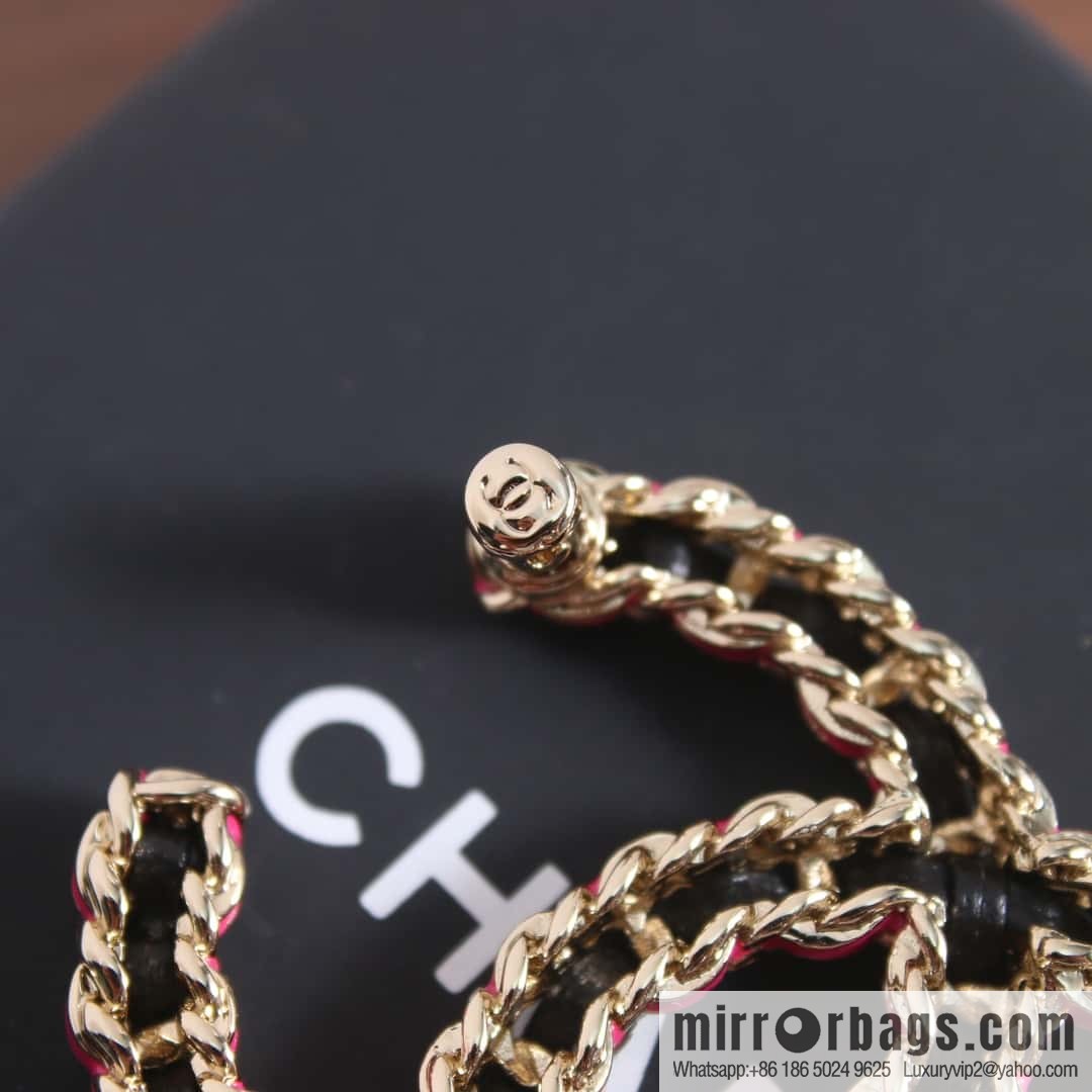 New ☑️ Chanel Double C Black Leather Rope Red Rope Brooch