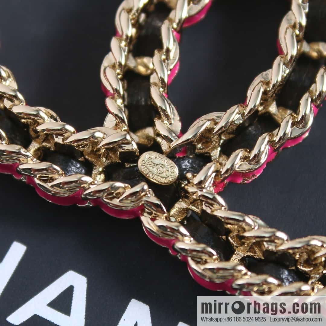 New ☑️ Chanel Double C Black Leather Rope Red Rope Brooch