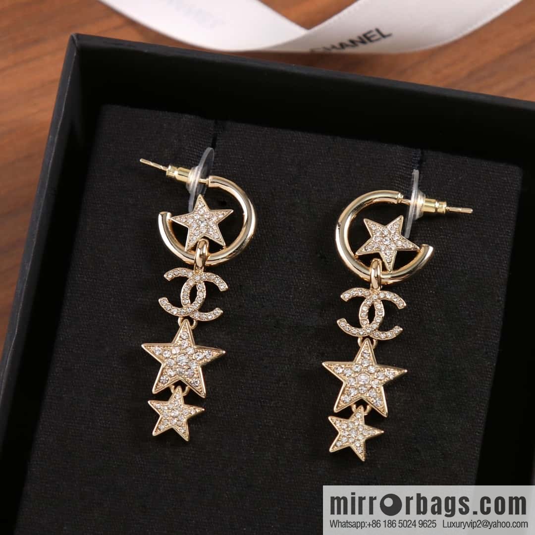 New ☑️ Chanel C4 double c star pentagram earrings