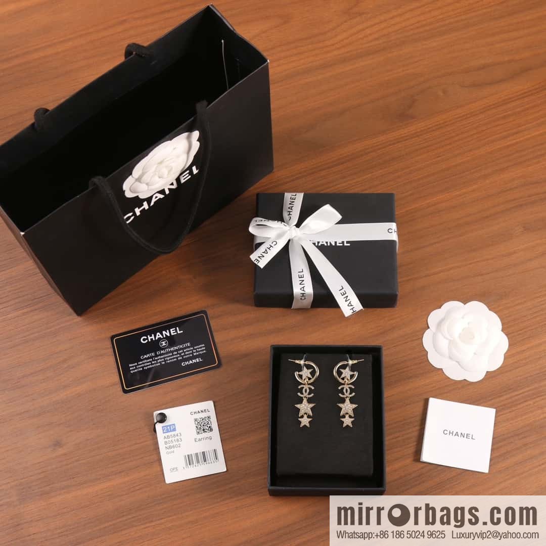 New ☑️ Chanel C4 double c star pentagram earrings