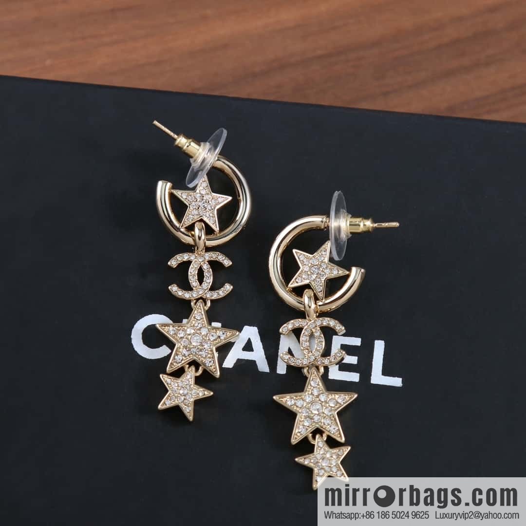 New ☑️ Chanel C4 double c star pentagram earrings