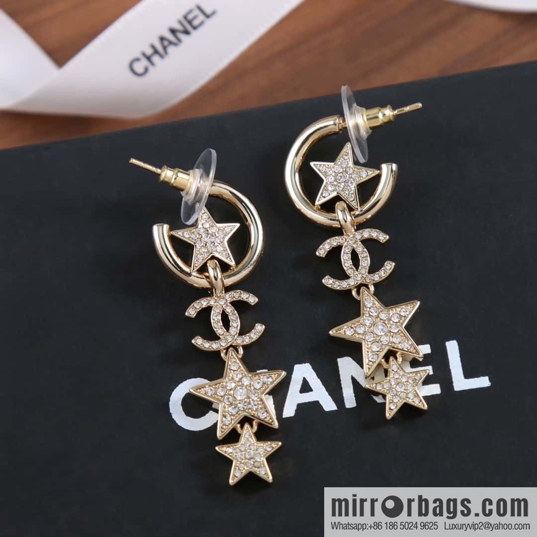 New ☑️ Chanel C4 double c star pentagram earrings