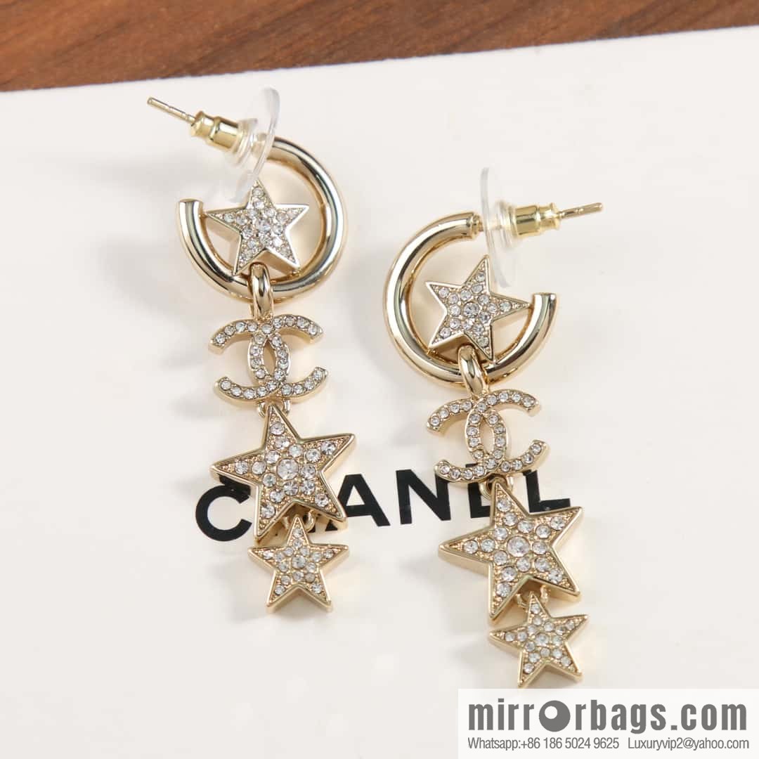 New ☑️ Chanel C4 double c star pentagram earrings