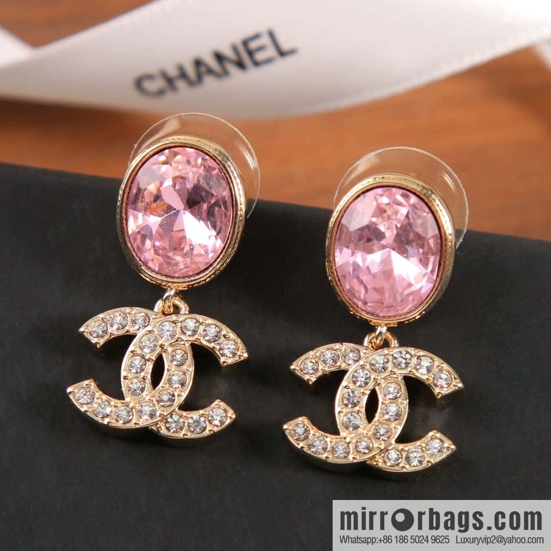 New ☑️ Chanel C1 double c pink diamond stud earrings
