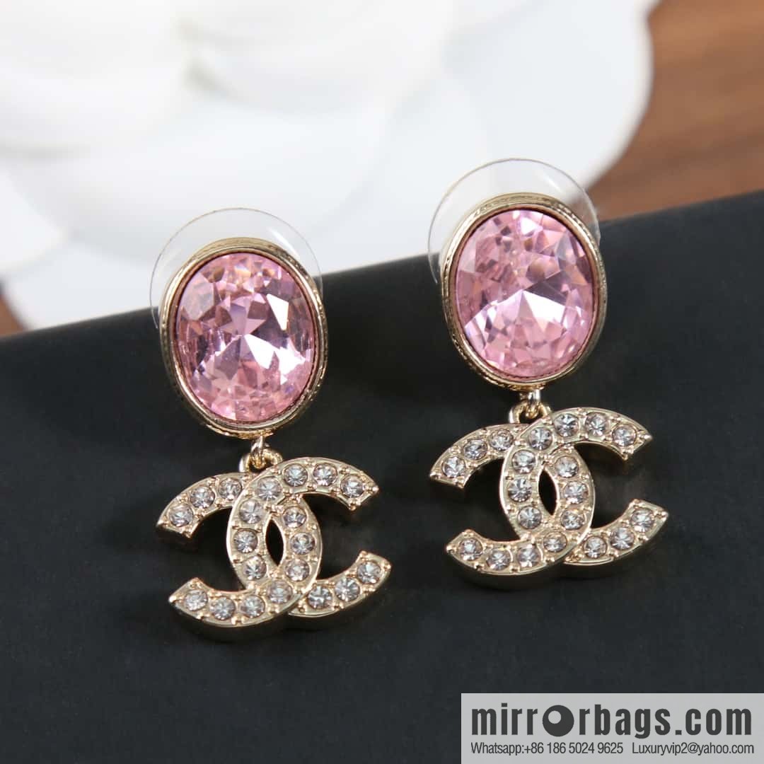 New ☑️ Chanel C1 double c pink diamond stud earrings
