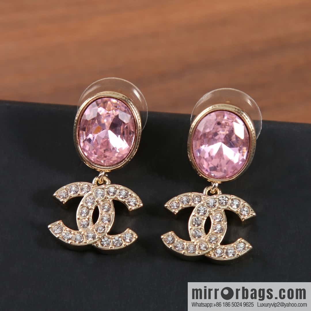 New ☑️ Chanel C1 double c pink diamond stud earrings