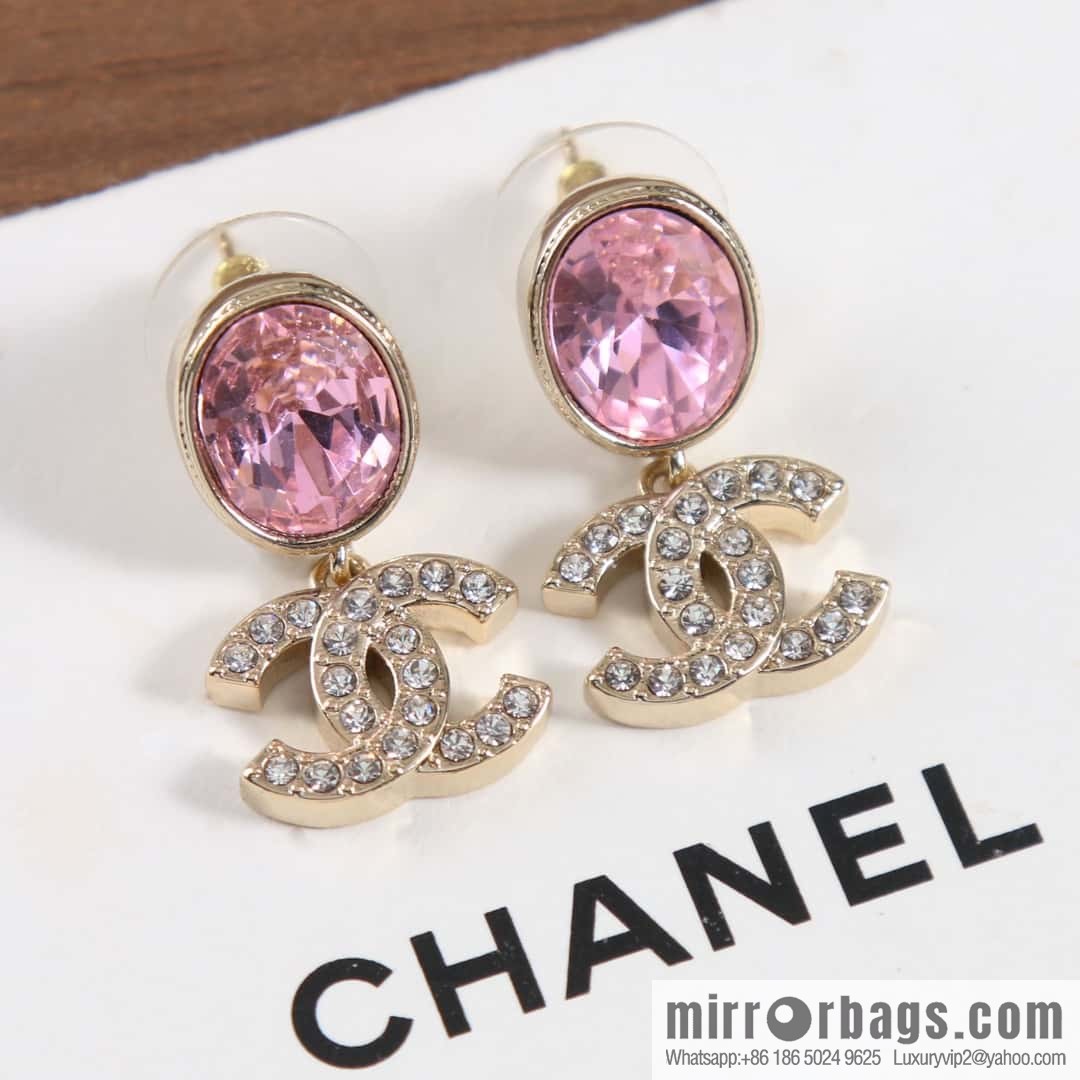 New ☑️ Chanel C1 double c pink diamond stud earrings