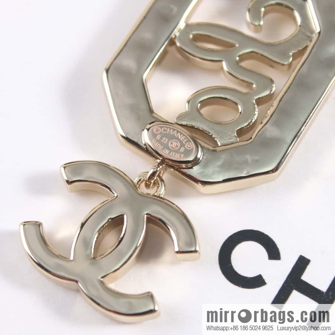 New ☑️ Chanel C3 double c chain octagonal letter pearl stud earrings