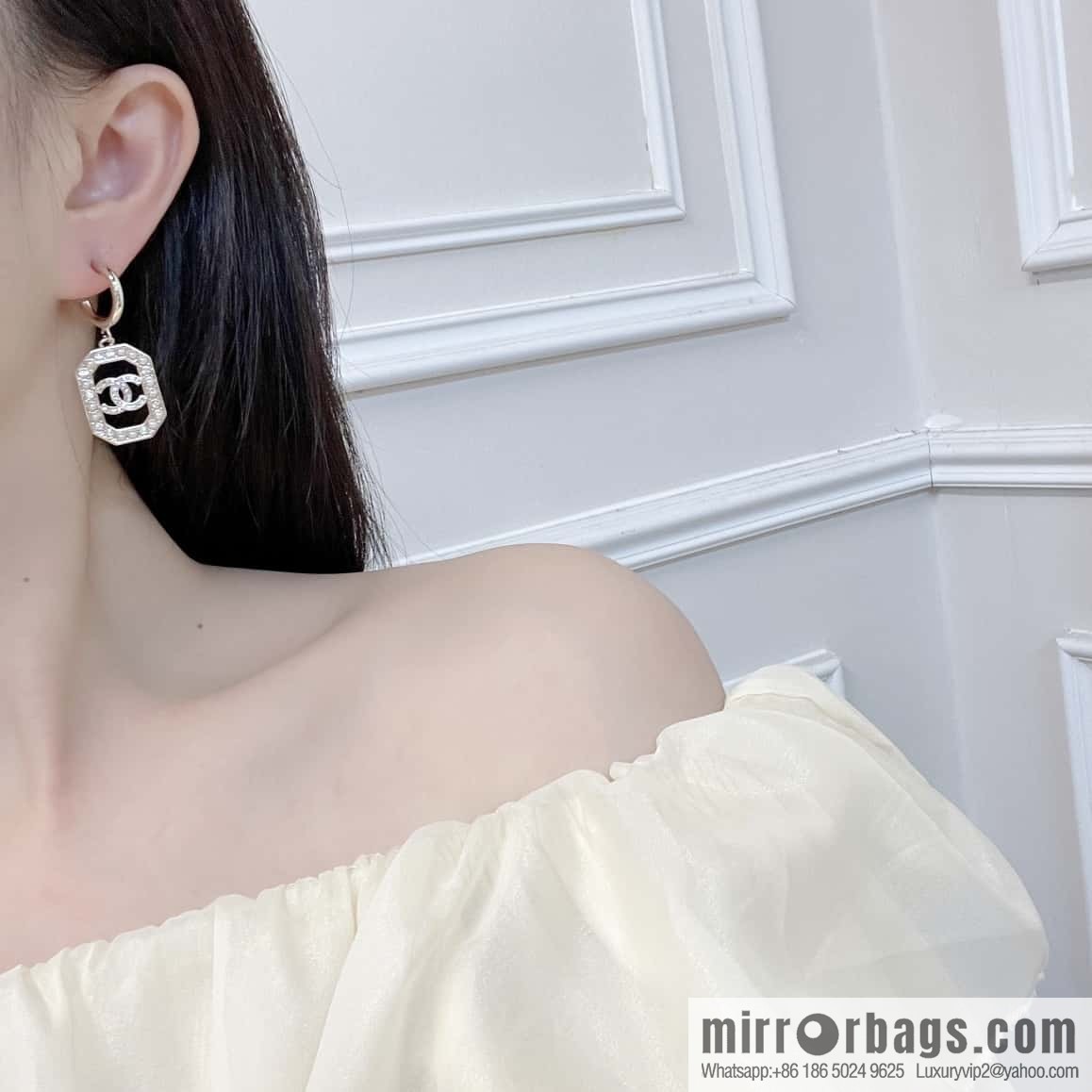 New ☑️ Chanel C2 double c octagonal pearl stud earrings