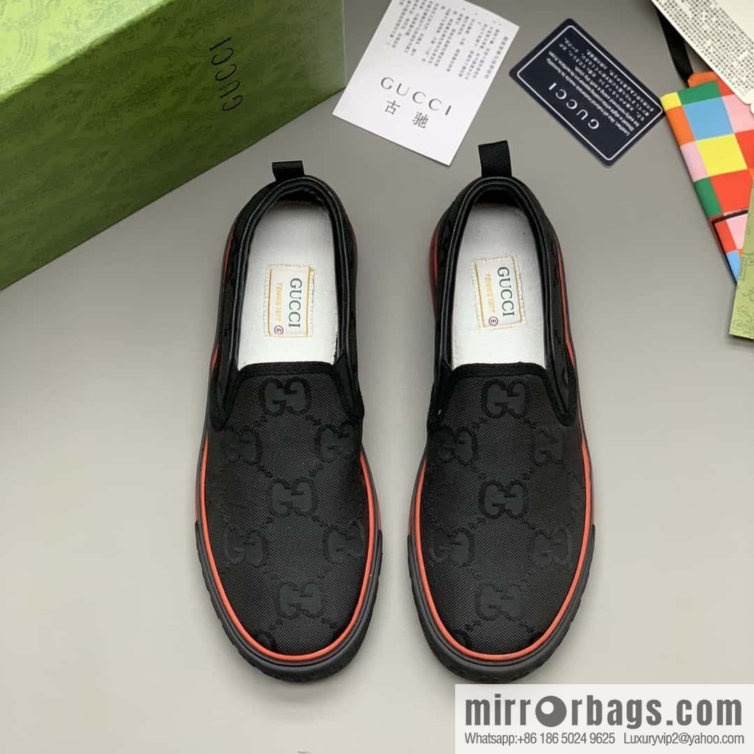 GUCCI black classic GG canvas men's casual shoes